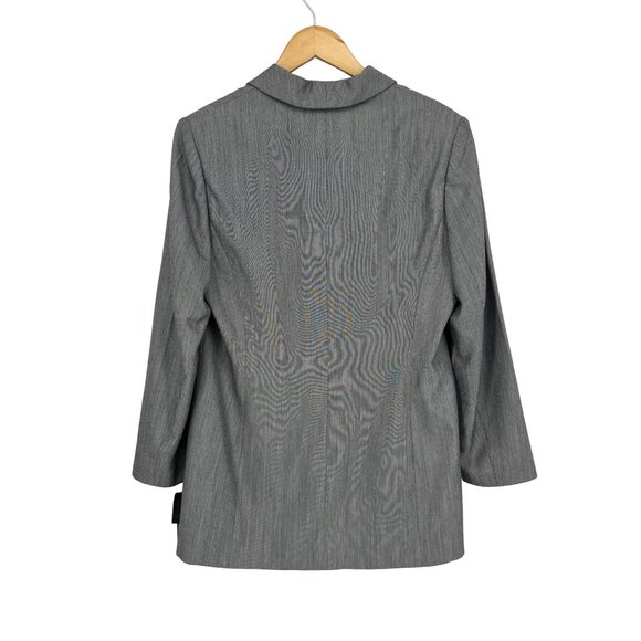 Le Suit pant suit 14 black white button front lined shoulders pads straight leg - Picture 3 of 14